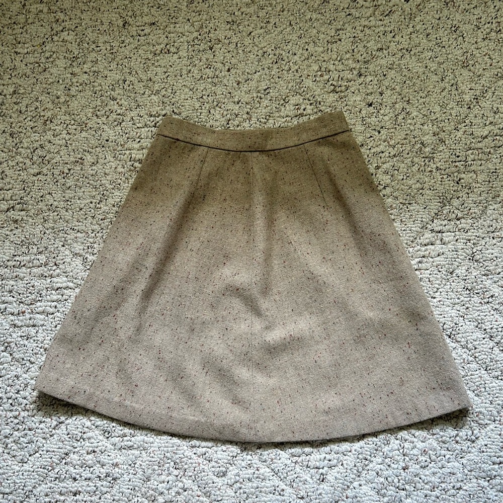Michele Classic Tweed Beige A-Line Skirt